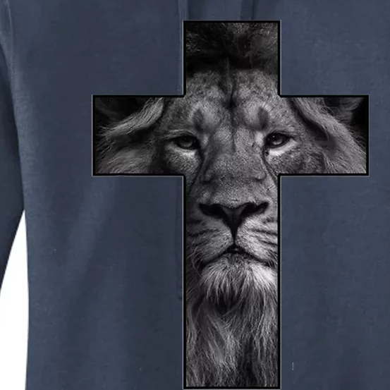 Jesus Cross With Lion Face, Faith In God Women's Pullover Hoodie