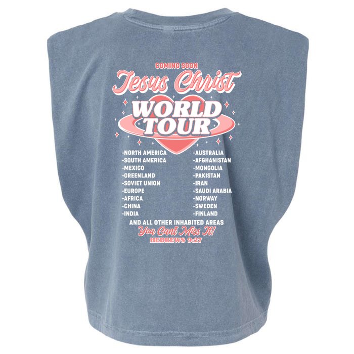 Jesus Christ World Tour Christian Faith Front & Back Garment-Dyed Women's Muscle Tee