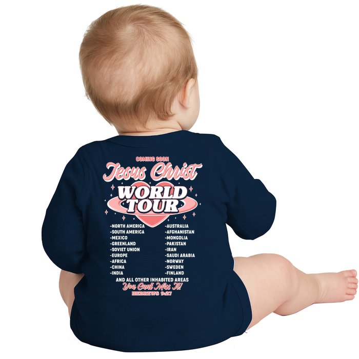 Jesus Christ World Tour Christian Faith Front & Back Baby Long Sleeve Bodysuit