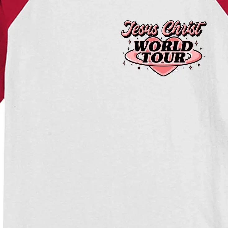 Jesus Christ World Tour Christian Faith Front & Back Kids Colorblock Raglan Jersey