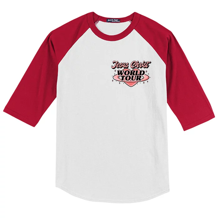 Jesus Christ World Tour Christian Faith Front & Back Kids Colorblock Raglan Jersey