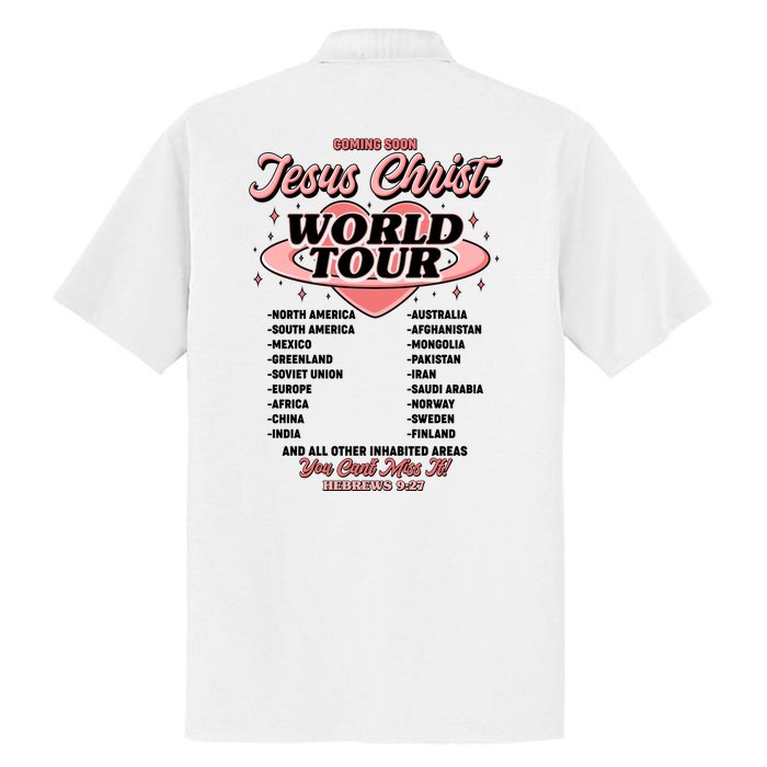 Jesus Christ World Tour Christian Faith Front & Back Dry Zone Grid Performance Polo