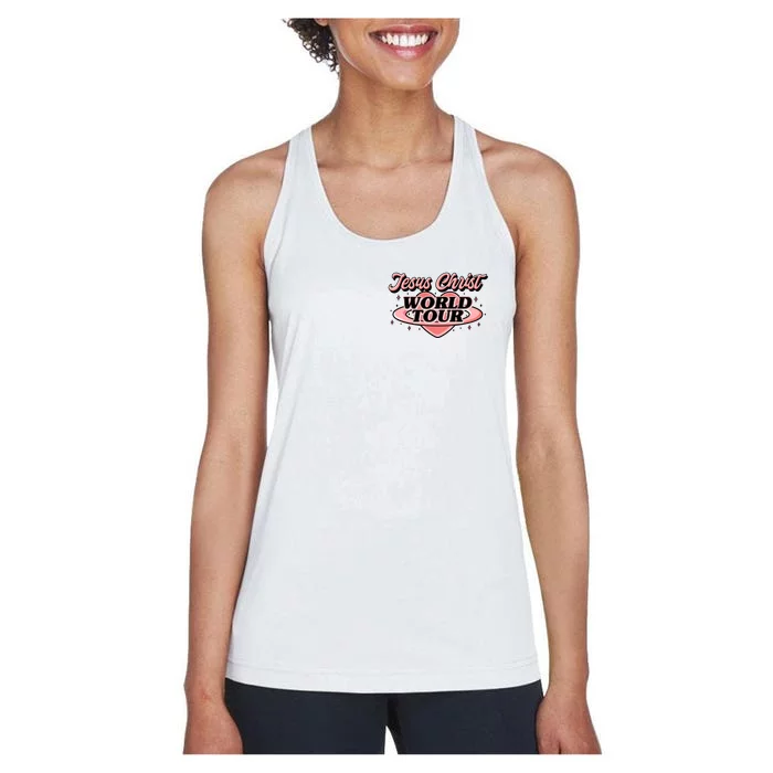 Jesus Christ World Tour Christian Faith Front & Back Women's Racerback Tank