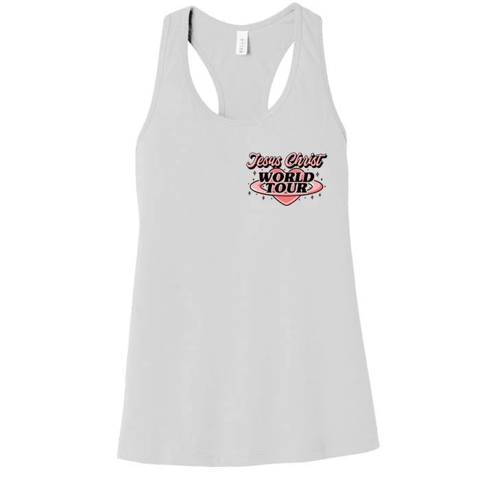 Jesus Christ World Tour Christian Faith Front & Back Women's Racerback Tank