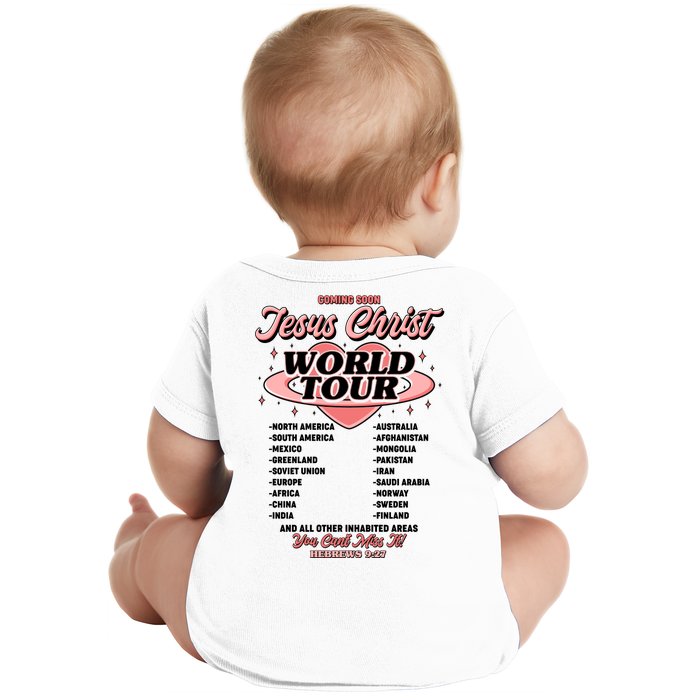 Jesus Christ World Tour Christian Faith Front & Back Baby Bodysuit