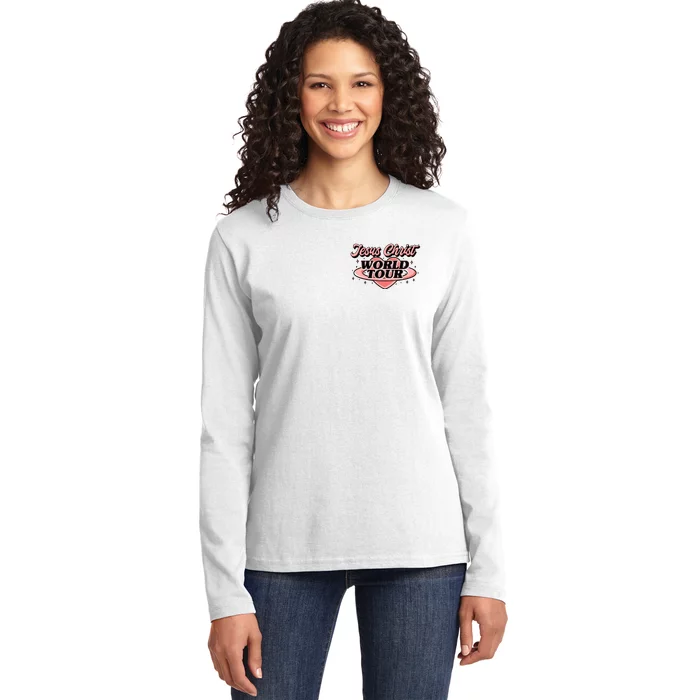 Jesus Christ World Tour Christian Faith Front & Back Ladies Long Sleeve Shirt