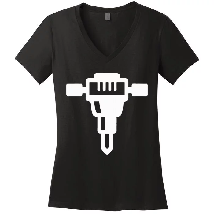 Jackhammer Construction Worker Women's V-Neck T-Shirt