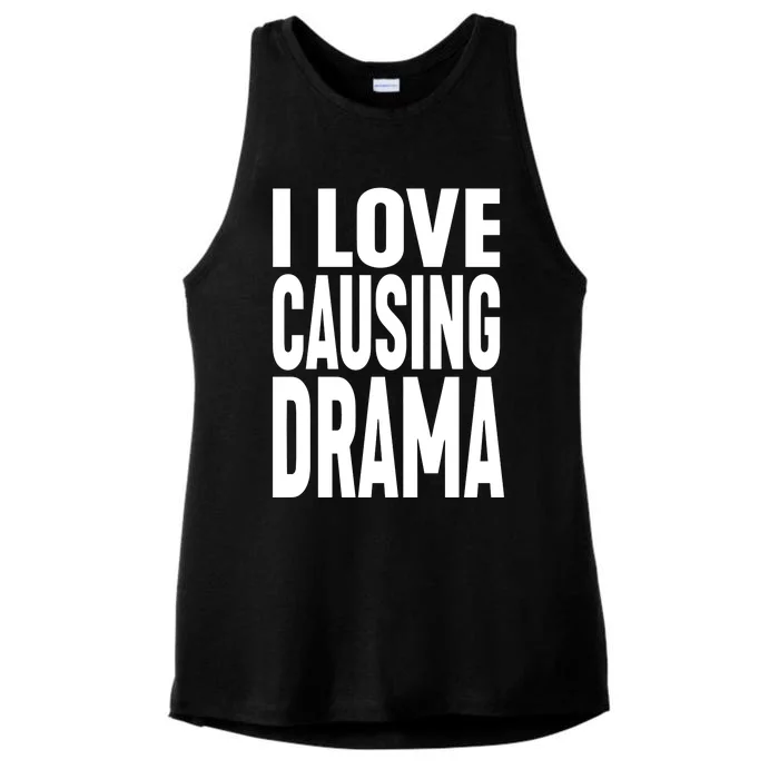 Jake Clark Wearing I Love Causing Drama Ladies Tri-Blend Wicking Tank