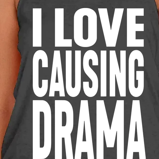 Jake Clark Wearing I Love Causing Drama Women's Knotted Racerback Tank