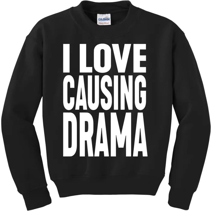 Jake Clark Wearing I Love Causing Drama Kids Sweatshirt