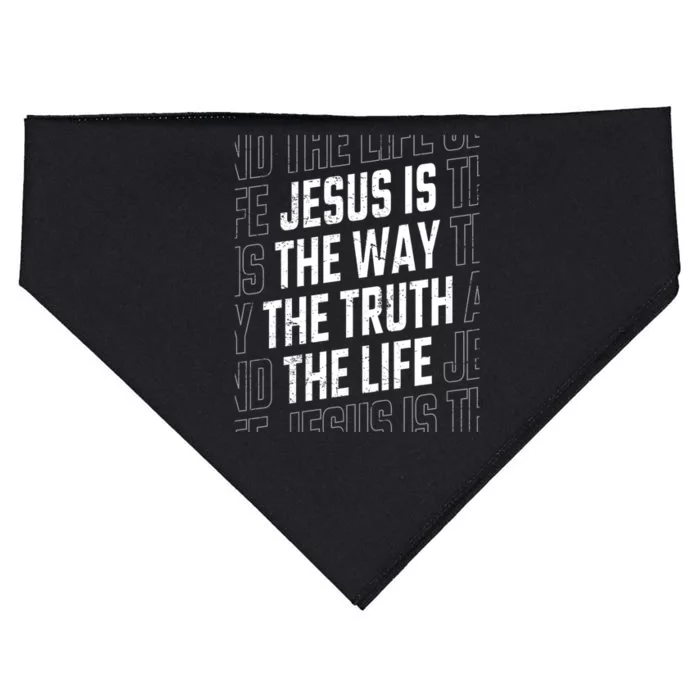 Jesus Christ Way Truth Life Family Christian Faith USA-Made Doggie Bandana