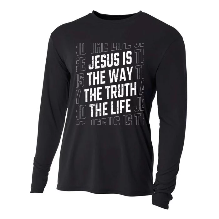 Jesus Christ Way Truth Life Family Christian Faith Cooling Performance Long Sleeve Crew