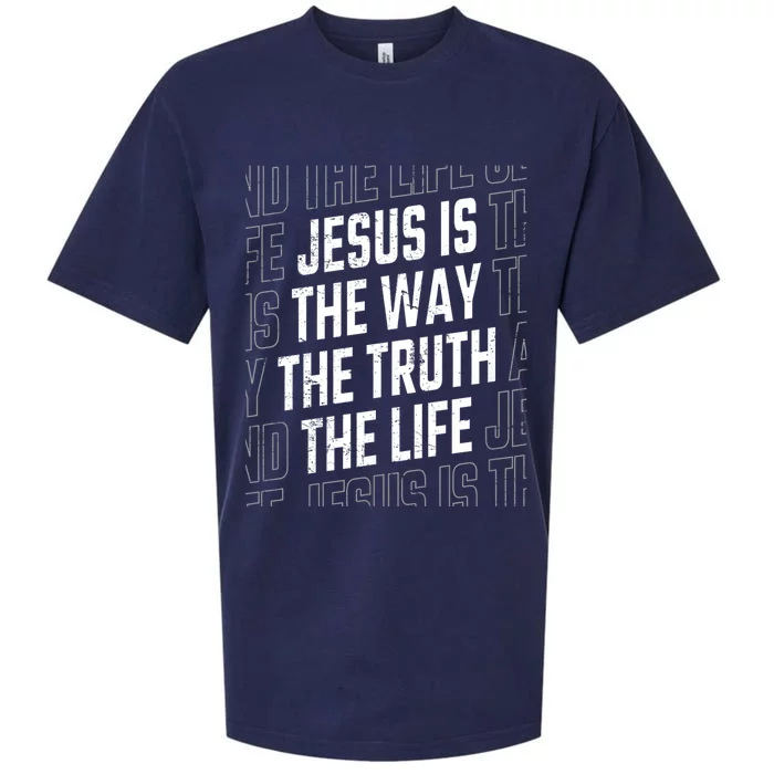 Jesus Christ Way Truth Life Family Christian Faith Sueded Cloud Jersey T-Shirt