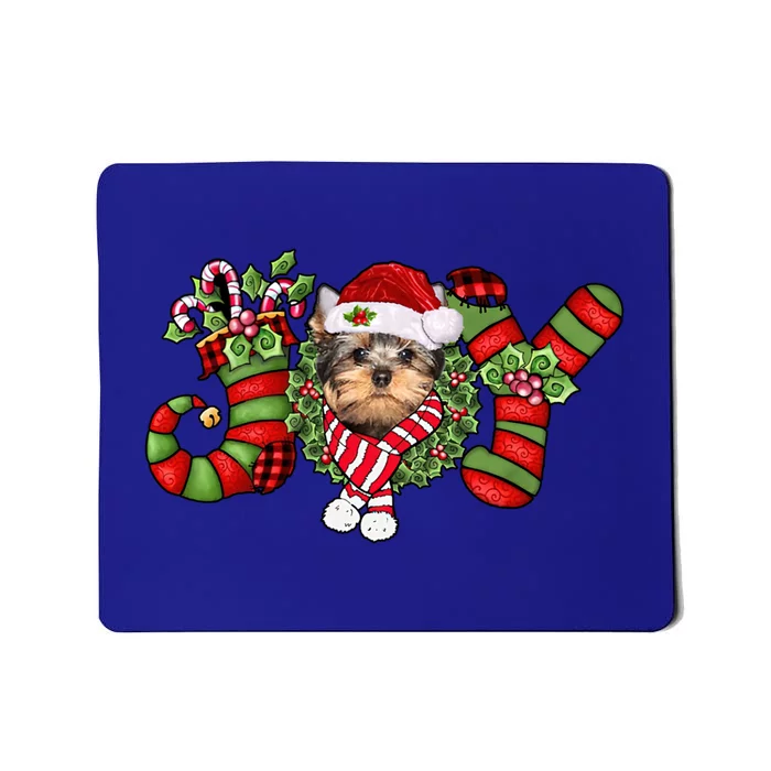 Joy Christmas Yorkshire Terrier Dog Santa Pajamas Xmas Funny Gift Mousepad