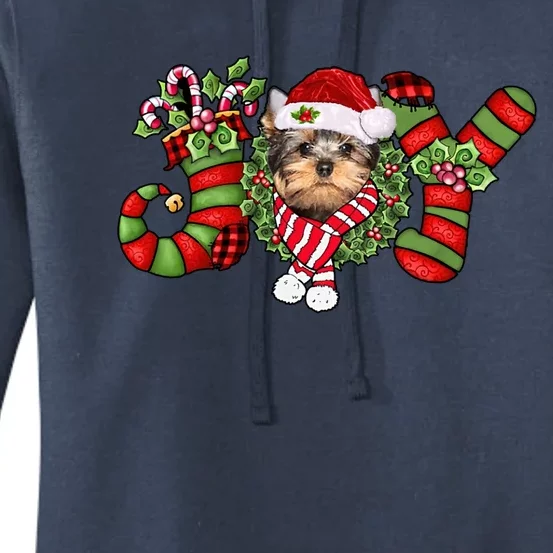 Joy Christmas Yorkshire Terrier Dog Santa Pajamas Xmas Funny Gift Women's Pullover Hoodie