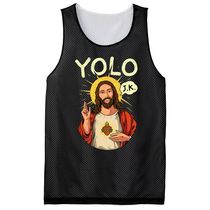 Jesus Christ YOLO JK Meme Funny Christian Easter Mesh Reversible Basketball Jersey Tank