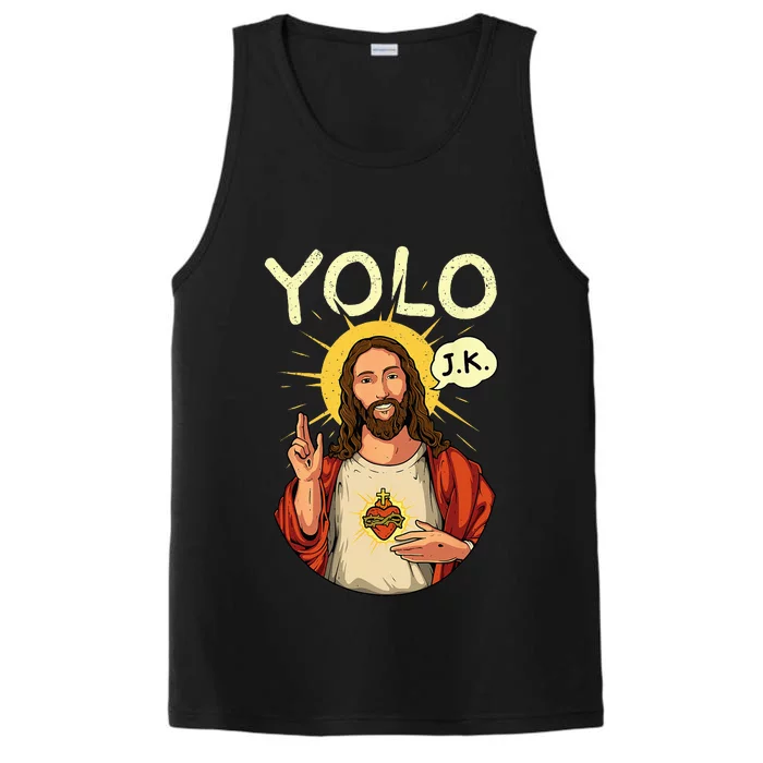 Jesus Christ YOLO JK Meme Funny Christian Easter Performance Tank