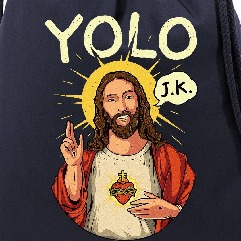 Jesus Christ YOLO JK Meme Funny Christian Easter Drawstring Bag ...