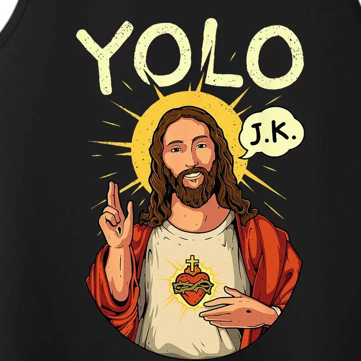 Jesus Christ YOLO JK Meme Funny Christian Easter Performance Tank