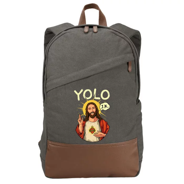 Jesus Christ YOLO JK Meme Funny Christian Easter Cotton Canvas Backpack