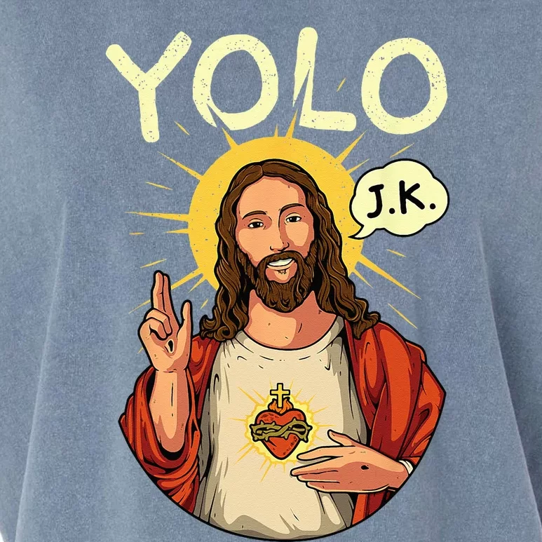 Jesus Christ YOLO JK Meme Funny Christian Easter Garment-Dyed Women's Muscle Tee