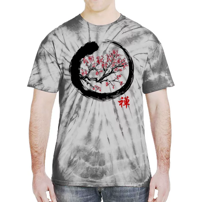 Japanese Calligraphy Zen Buddhist Enso Circle Meditation Tie-Dye T-Shirt