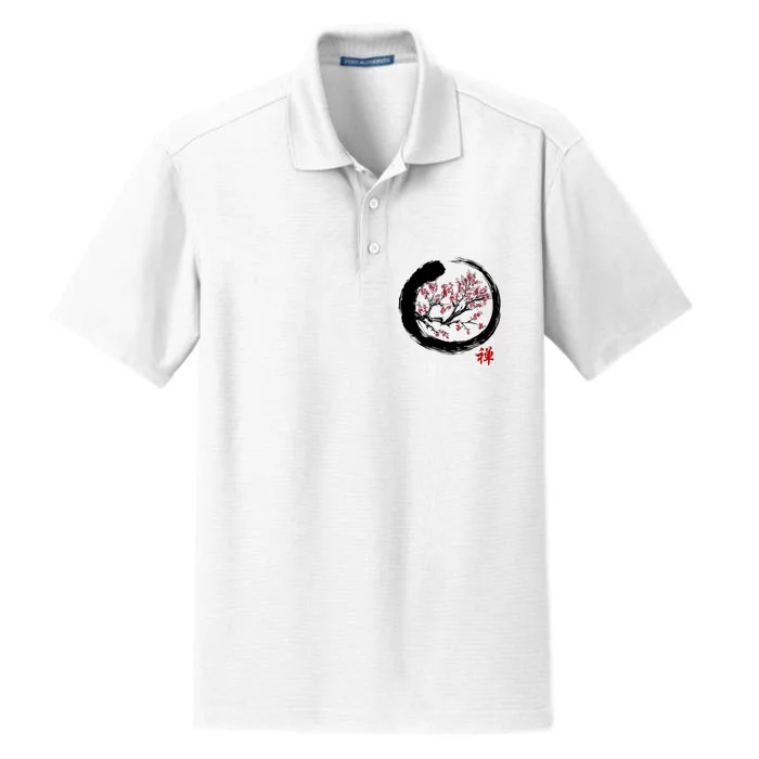 Japanese Calligraphy Zen Buddhist Enso Circle Meditation Dry Zone Grid Performance Polo