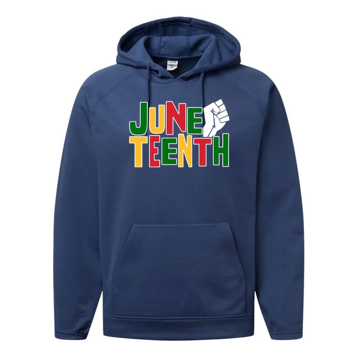 Juneteenth Day Black Power Performance Fleece Hoodie