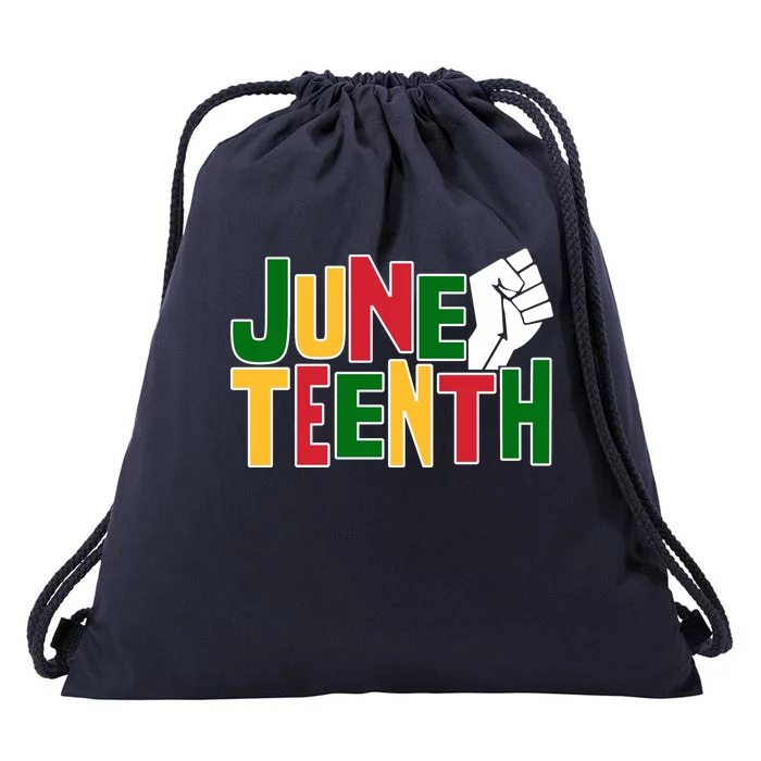 Juneteenth Day Black Power Drawstring Bag