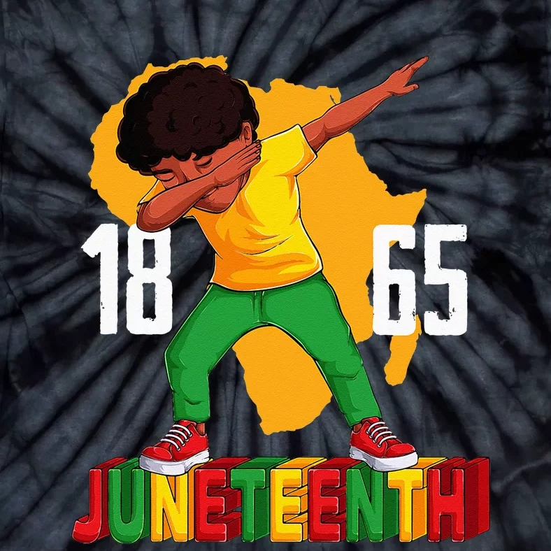 Juneteenth Dabbing Boy Black African Tie-Dye T-Shirt