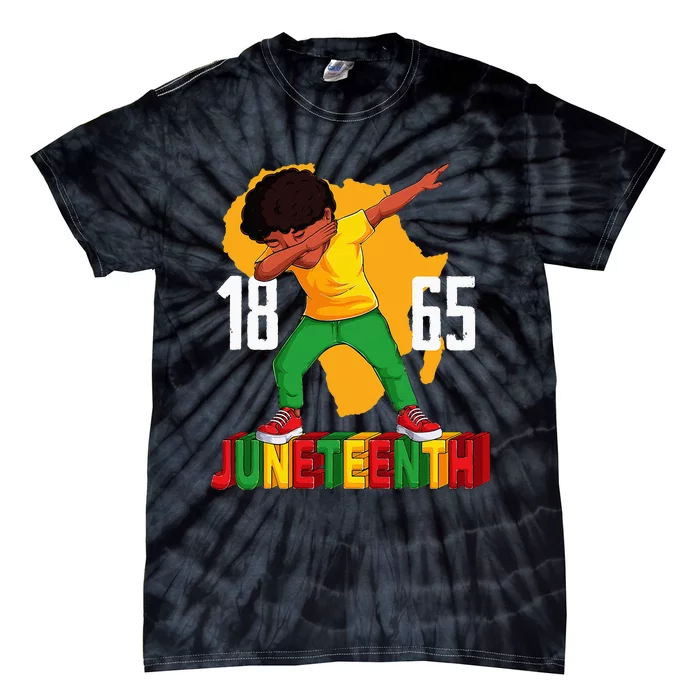 Juneteenth Dabbing Boy Black African Tie-Dye T-Shirt