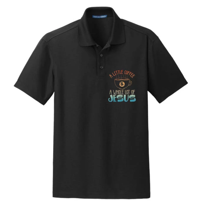 Jesus Design Christian Coffee Lover Dry Zone Grid Performance Polo