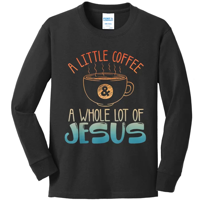 Jesus Design Christian Coffee Lover Kids Long Sleeve Shirt