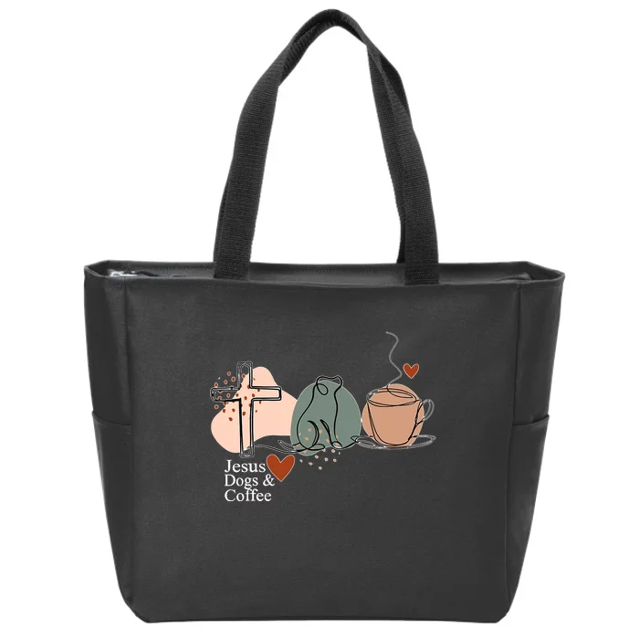 Jesus Dogs & Coffee Christian Jesus Dog Mom Zip Tote Bag