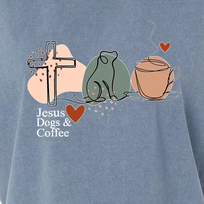 Jesus Dogs & Coffee Christian Jesus Dog Mom Garment-Dyed Women's Muscle Tee