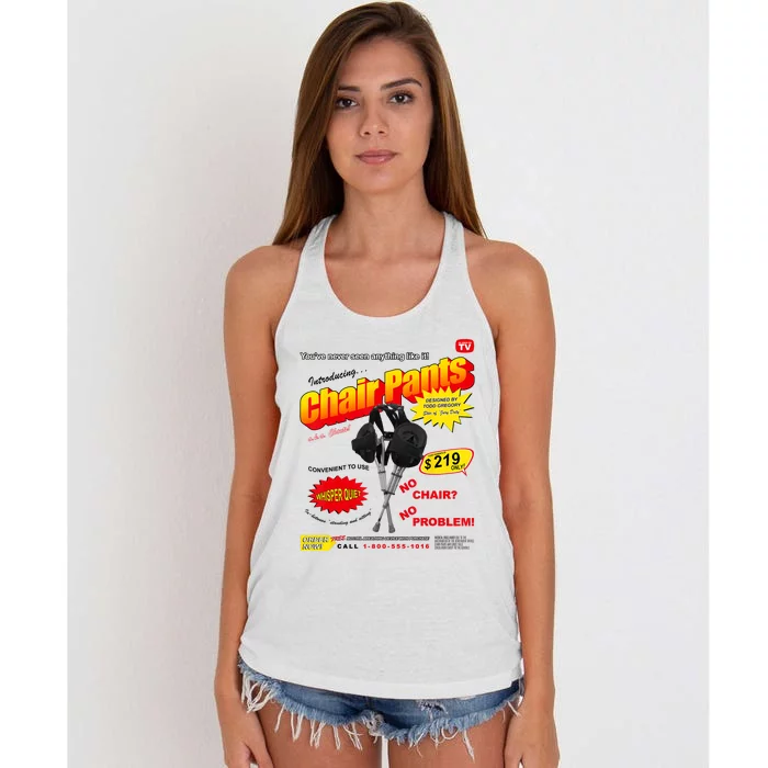 Jury Duty Chair Pants Ad Women's Knotted Racerback Tank