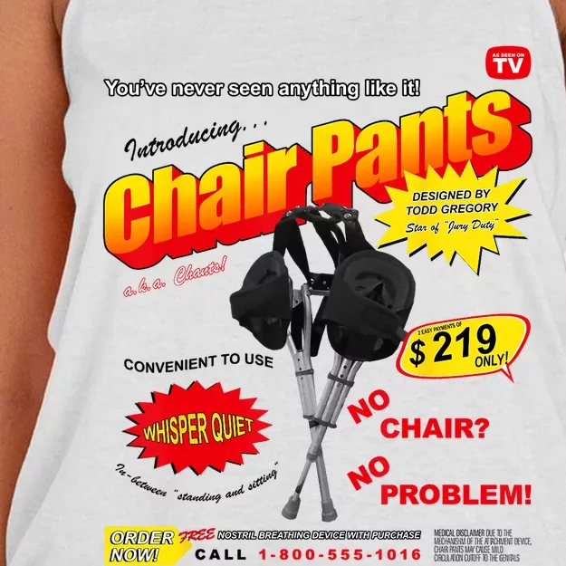 Jury Duty Chair Pants Ad Women's Knotted Racerback Tank