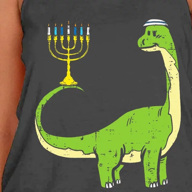 Jewish Dinosaur Dino Hanukkah Pajamas Chanukah Women's Knotted Racerback Tank