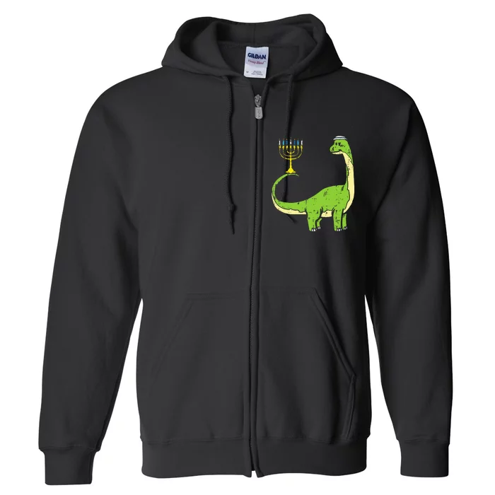 Jewish Dinosaur Dino Hanukkah Pajamas Chanukah Full Zip Hoodie