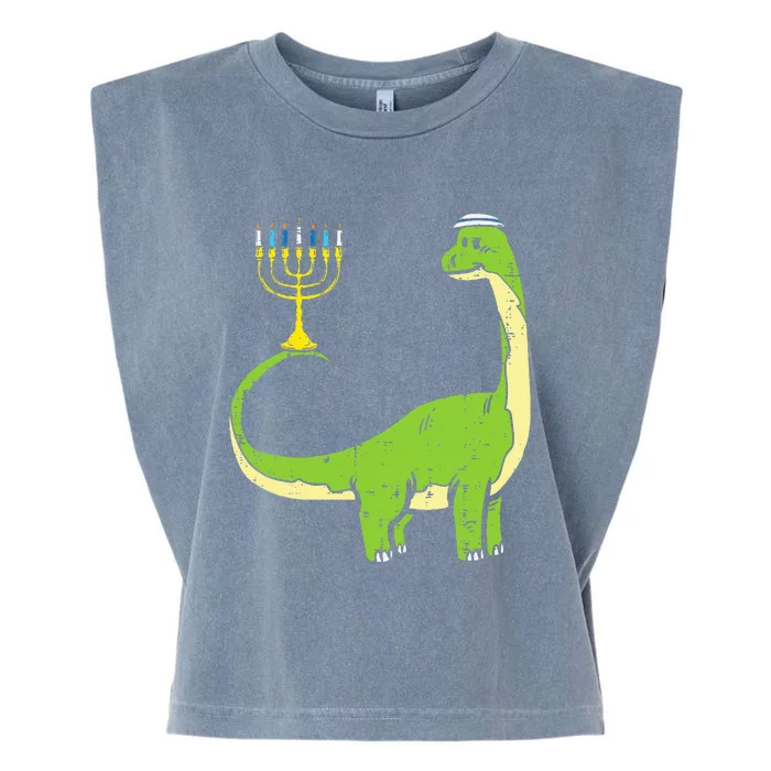 Jewish Dinosaur Dino Hanukkah Pajamas Chanukah Garment-Dyed Women's Muscle Tee