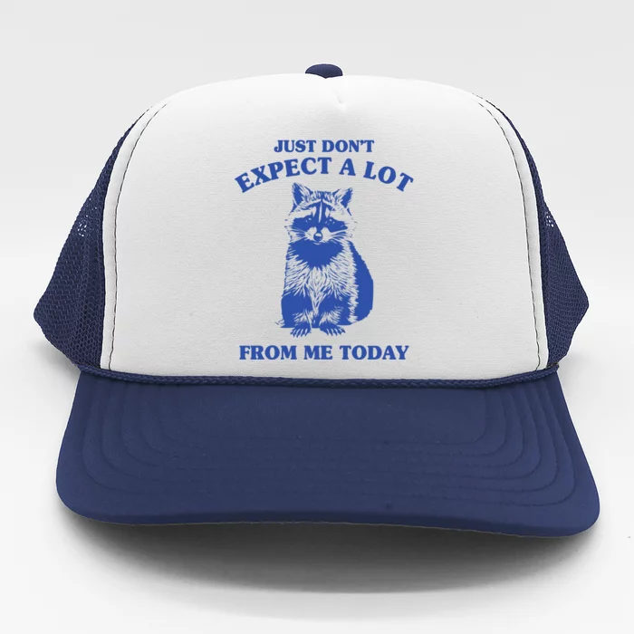 Just Dont Expect A Lot From Me Today Raccoon Funny Trucker Hat