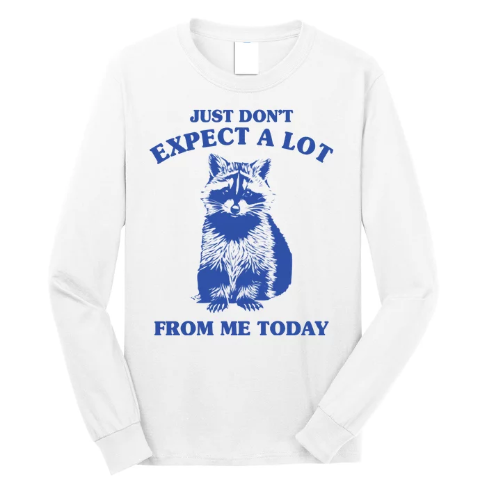 Just Dont Expect A Lot From Me Today Raccoon Funny Long Sleeve Shirt