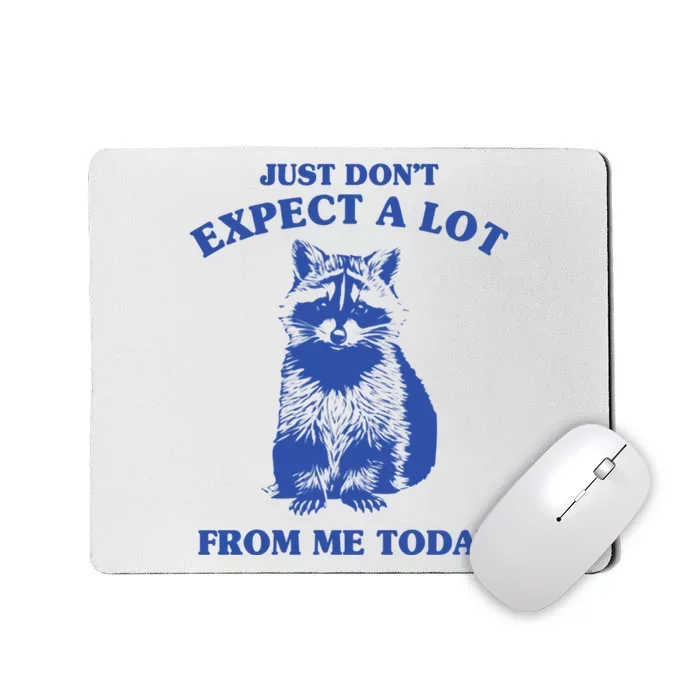 Just Dont Expect A Lot From Me Today Raccoon Funny Mousepad