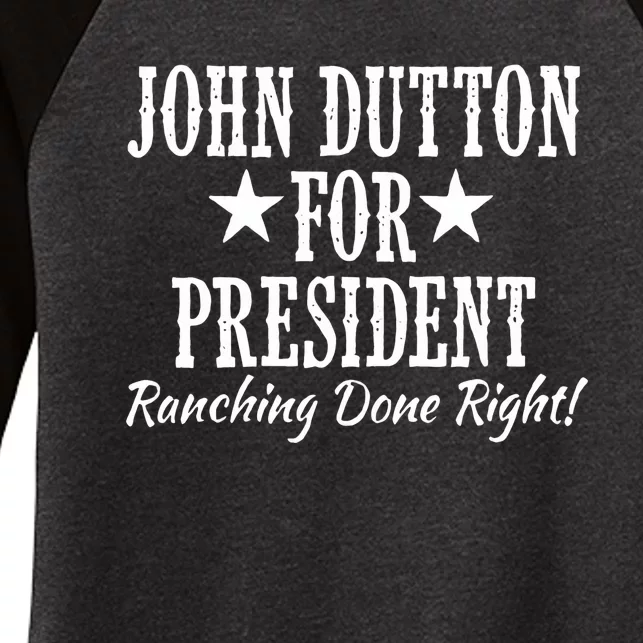 John Dutton For President Women's Tri-Blend 3/4-Sleeve Raglan Shirt