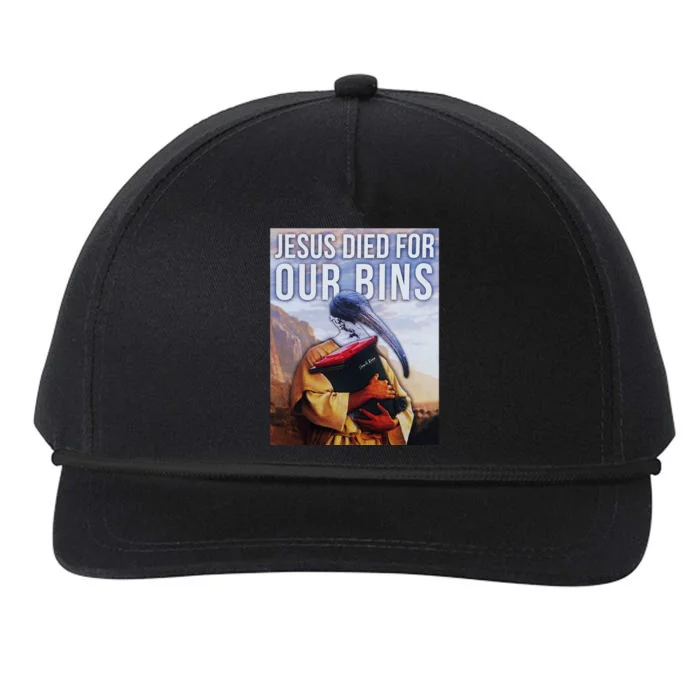 Jesus Died For Our Bins Snapback Five-Panel Rope Hat