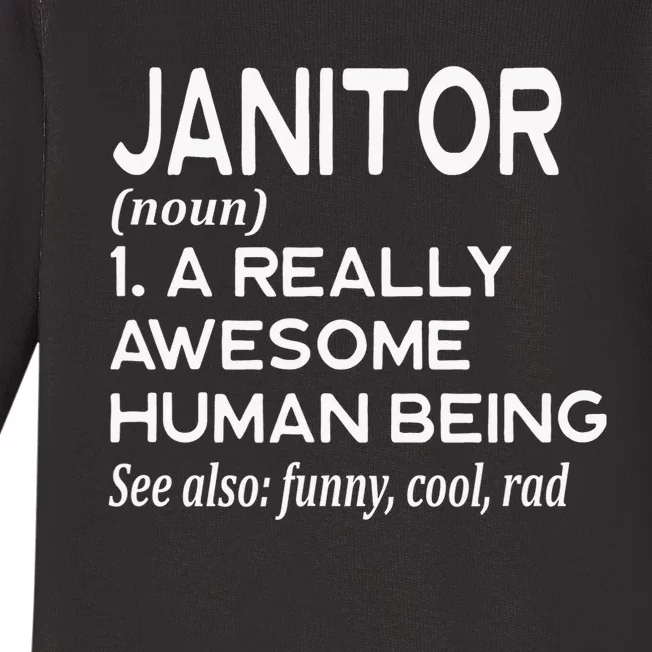 Janitor Definition Funny Janitorial Cleaning Repairing Baby Long Sleeve Bodysuit