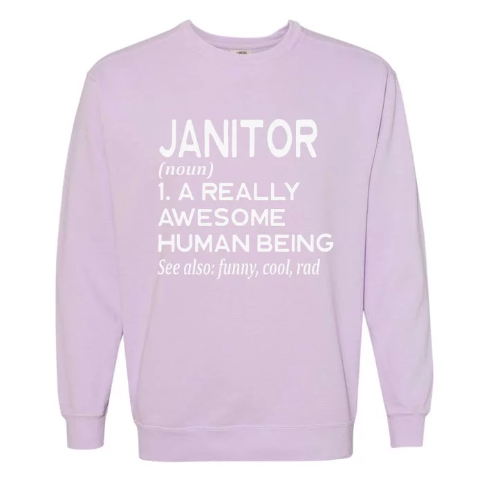 Janitor Definition Funny Janitorial Cleaning Repairing Garment-Dyed Sweatshirt