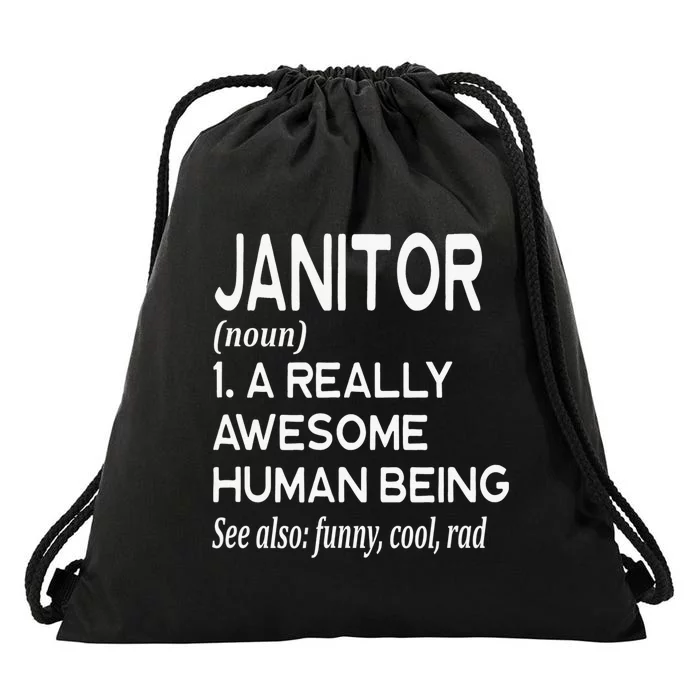 Janitor Definition Funny Janitorial Cleaning Repairing Drawstring Bag