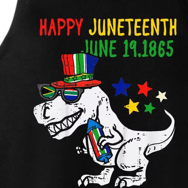 Juneteenth Day Freedom TRex Dino Baby Ladies Tri-Blend Wicking Tank