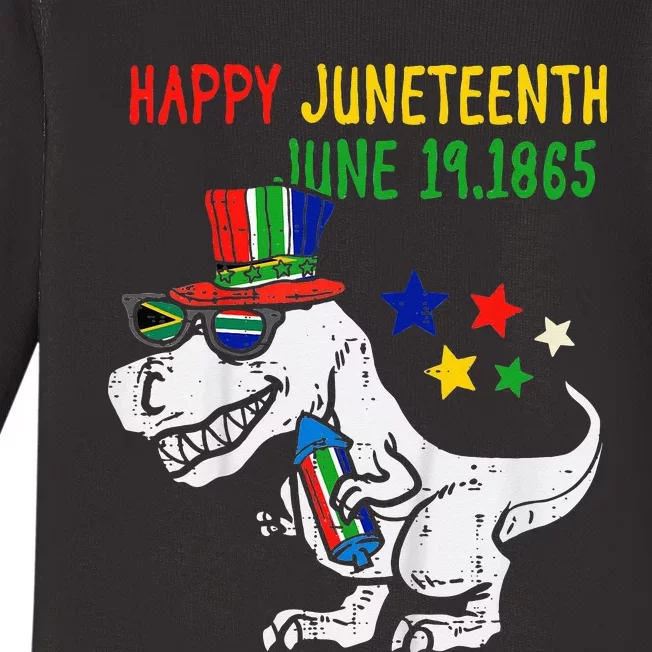 Juneteenth Day Freedom TRex Dino Baby Baby Long Sleeve Bodysuit